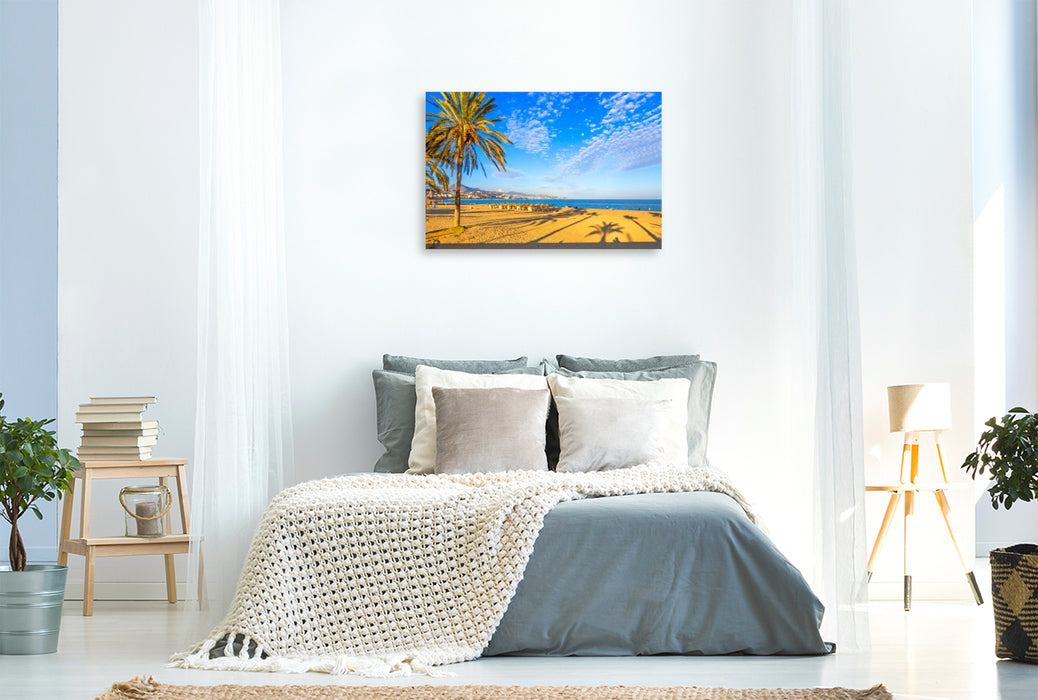 Premium Textil-Leinwand Traumhafter Strand Costa del Sol