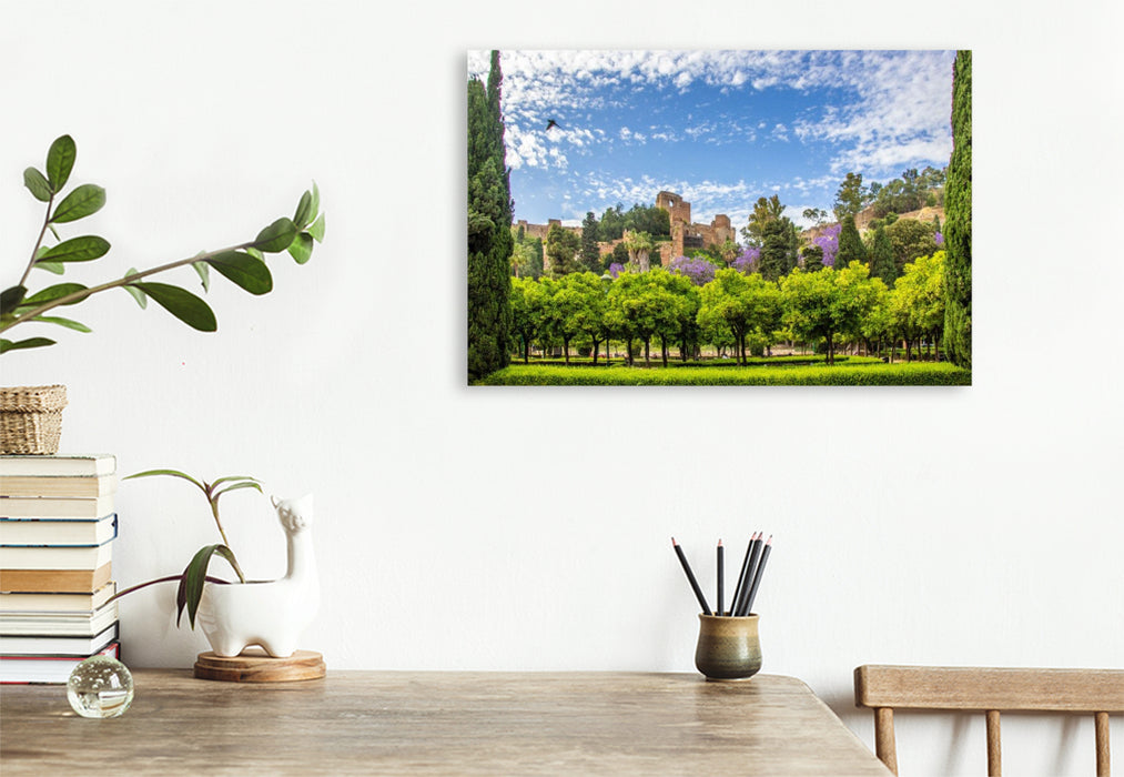 Premium Textil-Leinwand Die maurische Festungs- und Palastanlage Alcazaba