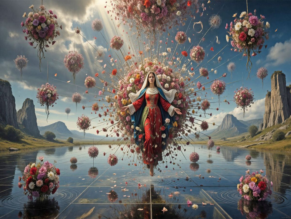 Die Göttliche Komödie - Purgatorio 30. Gesang: Beatrice in der Blumenwolke - CALVENDO Foto-Puzzle'