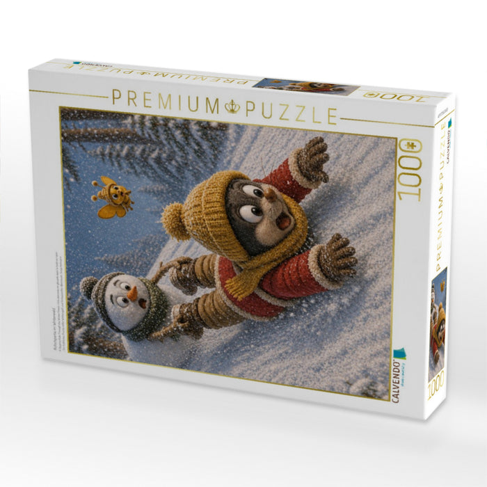 Rutschpartie im Winterwald - CALVENDO Foto-Puzzle'