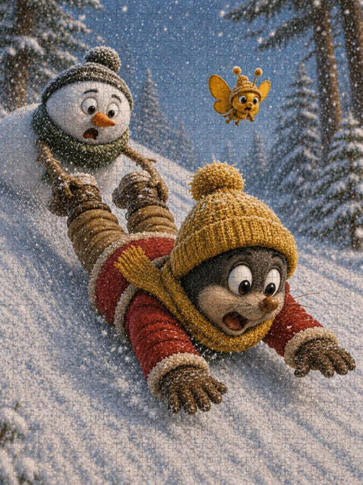 Rutschpartie im Winterwald - CALVENDO Foto-Puzzle'