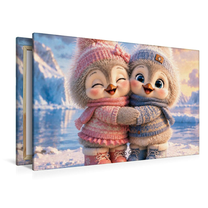 Premium Textil-Leinwand Winterfreunde für immer