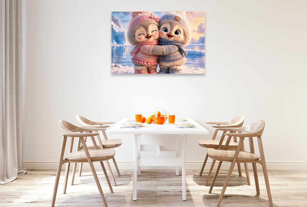Premium Textil-Leinwand Winterfreunde für immer