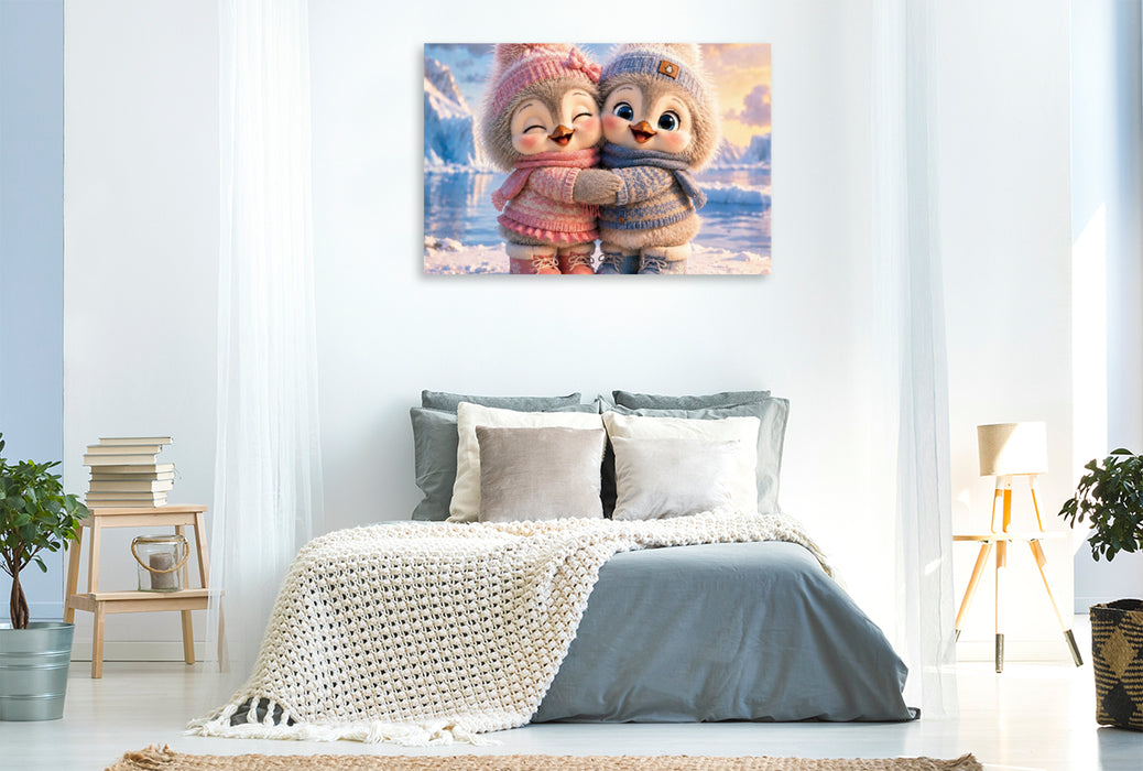 Premium Textil-Leinwand Winterfreunde für immer