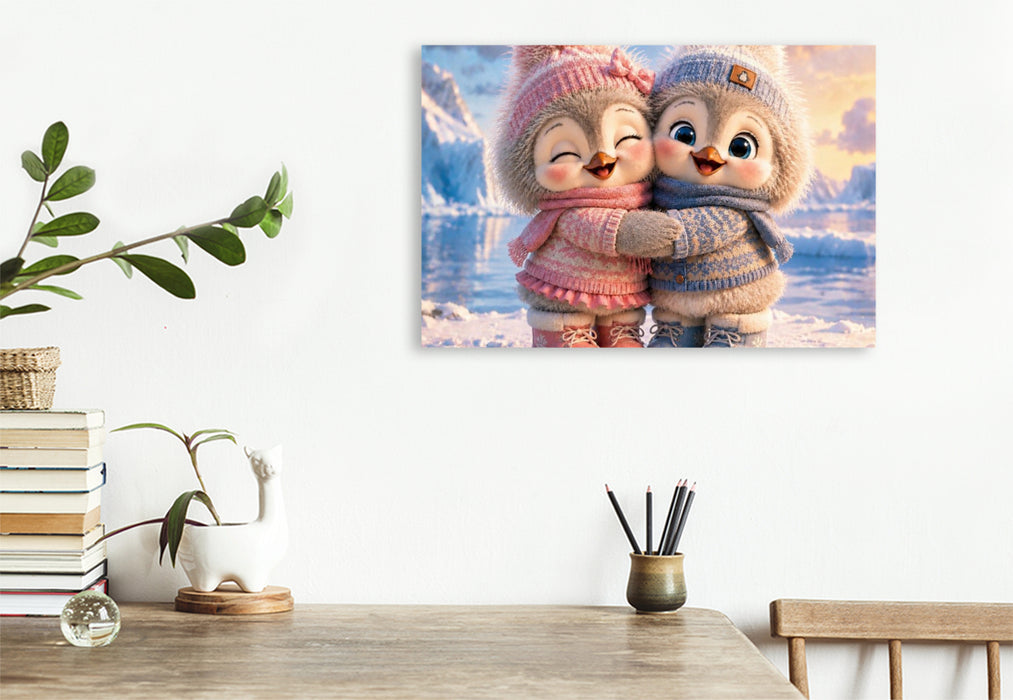 Premium Textil-Leinwand Winterfreunde für immer