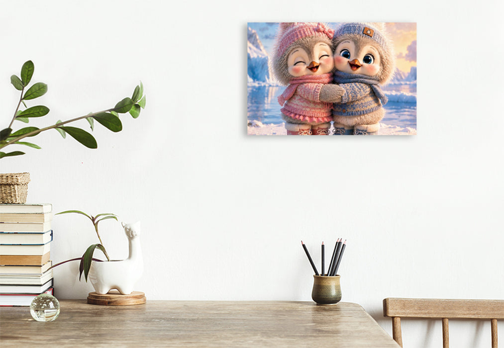 Premium Textil-Leinwand Winterfreunde für immer