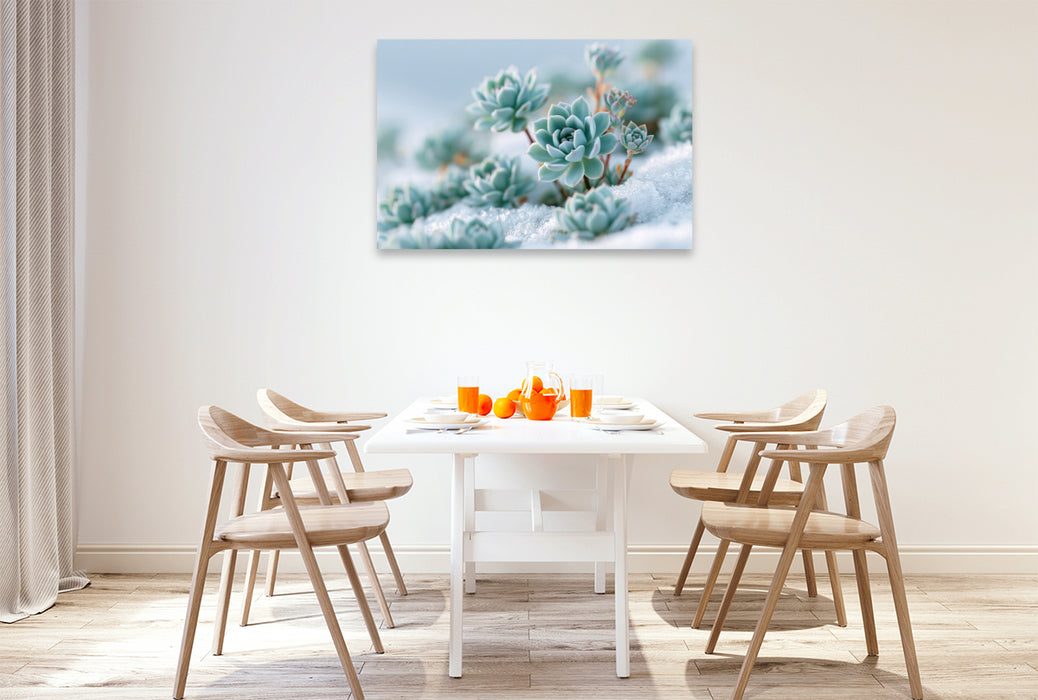 Premium Textil-Leinwand Gefrorene Schönheit in sanften Pastelltönen