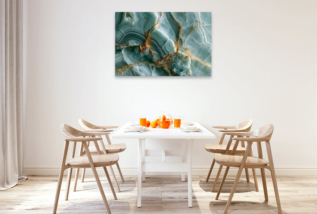 Premium Textil-Leinwand Fließende Naturkunst in sanften Herbstfarben