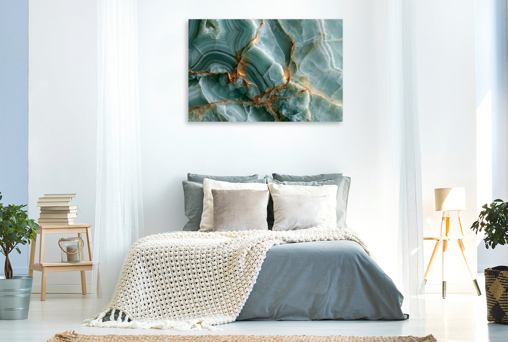 Premium Textil-Leinwand Fließende Naturkunst in sanften Herbstfarben