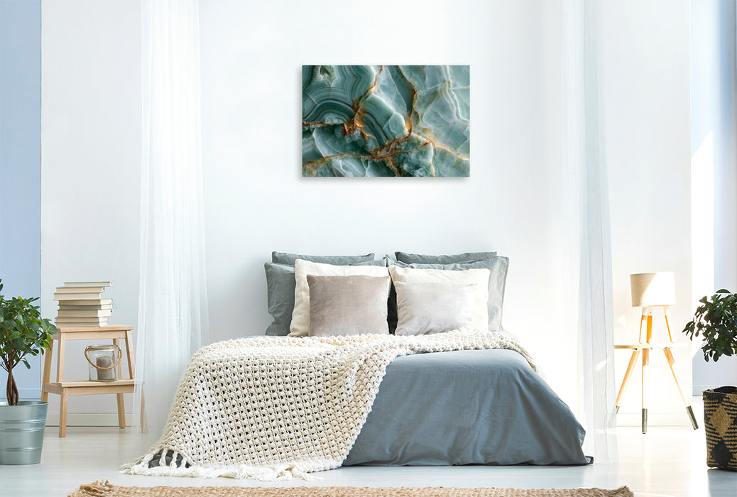 Premium Textil-Leinwand Fließende Naturkunst in sanften Herbstfarben