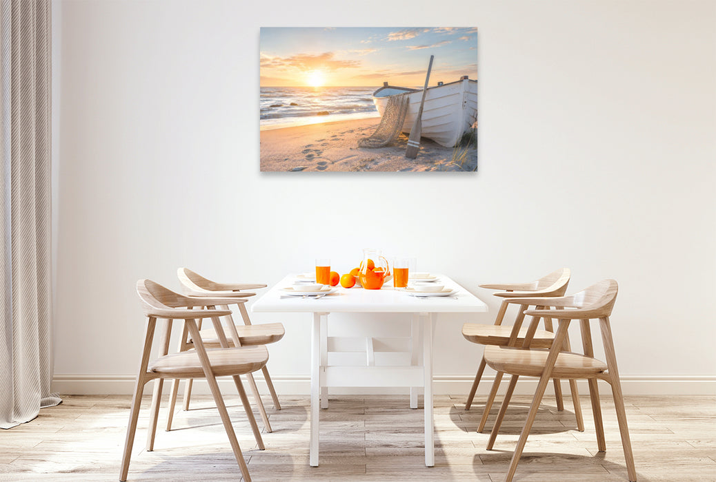 Premium Textil-Leinwand Fischerboot