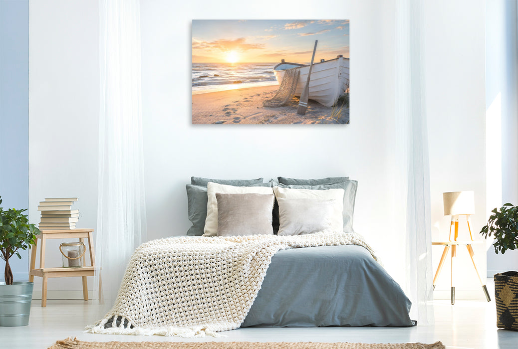 Premium Textil-Leinwand Fischerboot