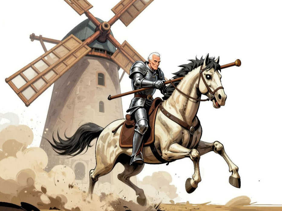 Der ungleiche Kampf – Riesen im Wind, Lanzen im Staub - CALVENDO Foto-Puzzle'