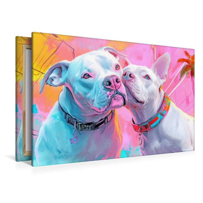 Premium Textil-Leinwand Pitbull Gangsterhunde
