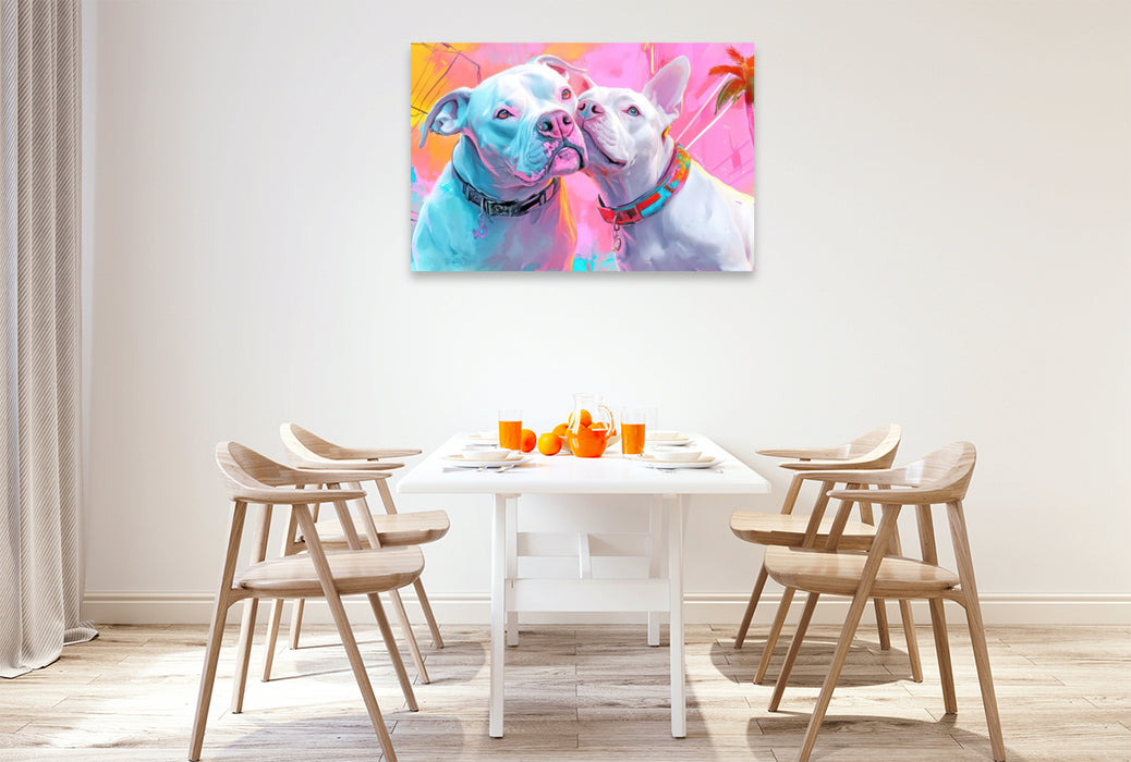 Premium Textil-Leinwand Pitbull Gangsterhunde