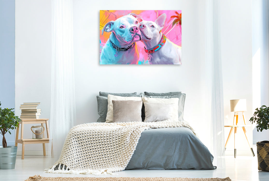 Premium Textil-Leinwand Pitbull Gangsterhunde