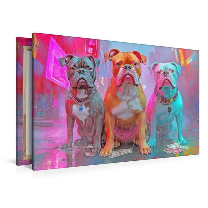 Premium Textil-Leinwand Pitbull Gangsterhunde