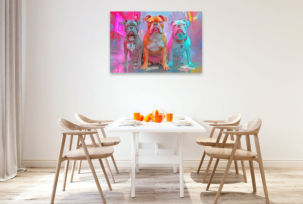 Premium Textil-Leinwand Pitbull Gangsterhunde