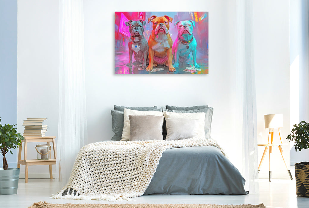 Premium Textil-Leinwand Pitbull Gangsterhunde