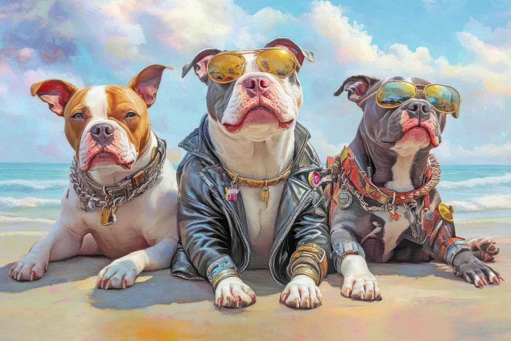 Premium Textil-Leinwand Pitbull Gangsterhunde