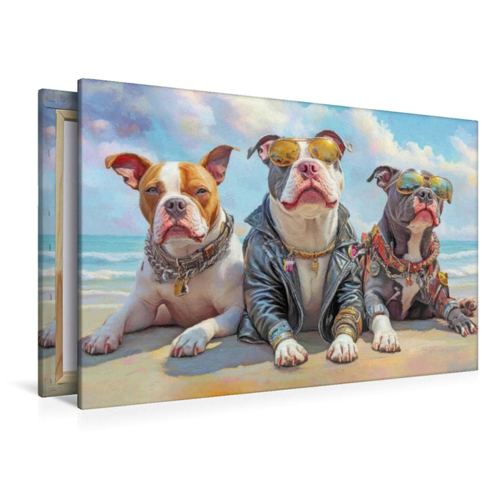 Premium Textil-Leinwand Pitbull Gangsterhunde