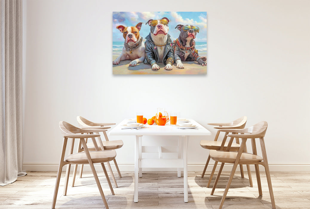 Premium Textil-Leinwand Pitbull Gangsterhunde