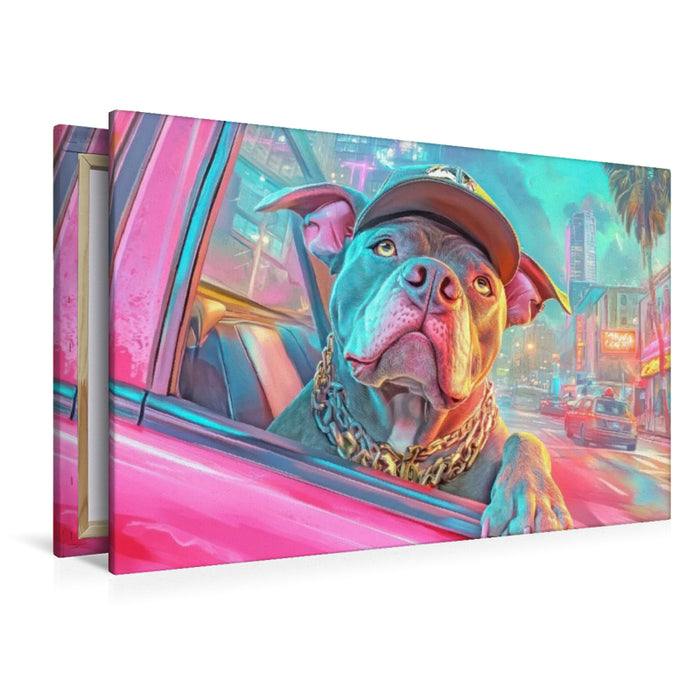 Premium Textil-Leinwand Pitbull Gangsterhunde