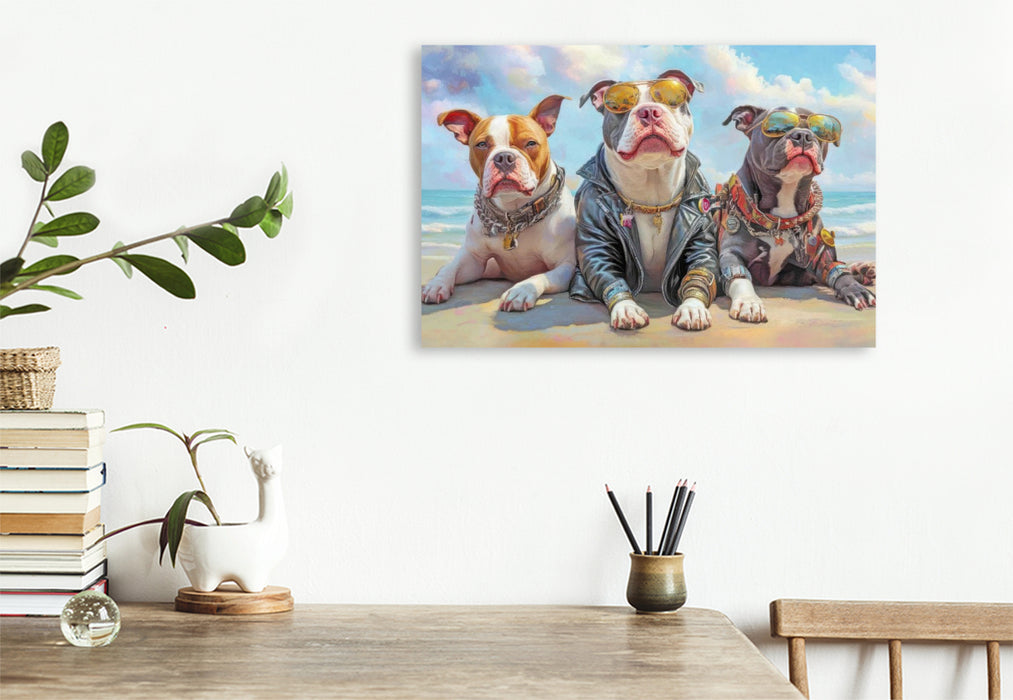 Premium Textil-Leinwand Pitbull Gangsterhunde