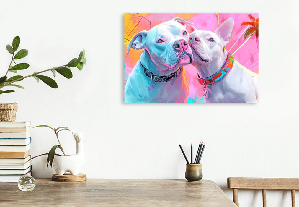 Premium Textil-Leinwand Pitbull Gangsterhunde
