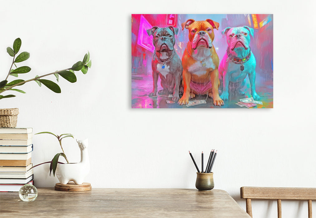 Premium Textil-Leinwand Pitbull Gangsterhunde