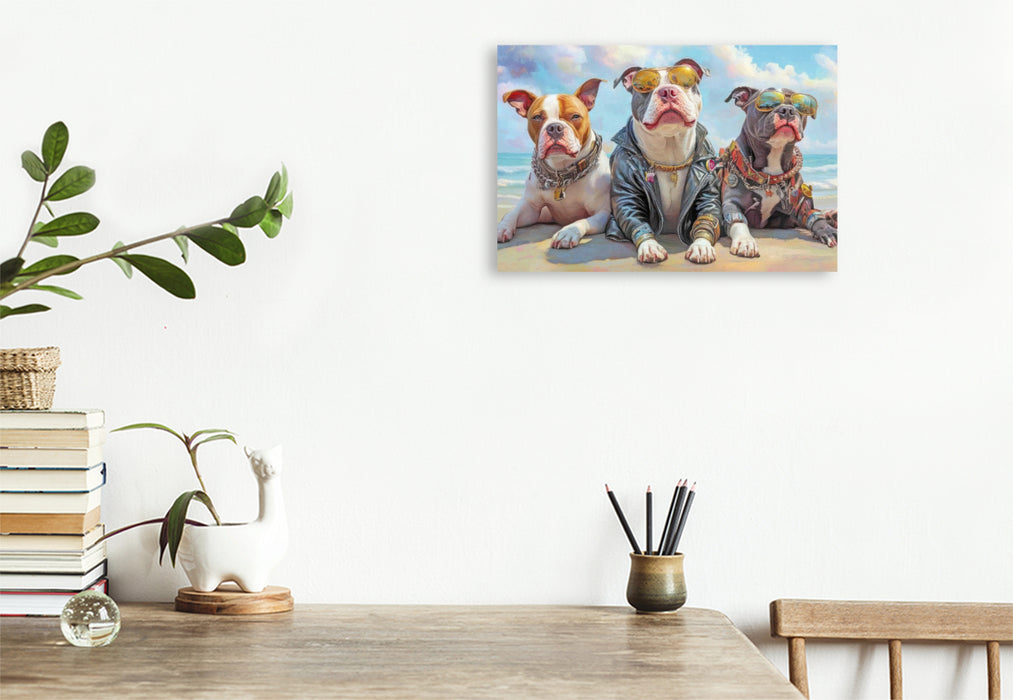 Premium Textil-Leinwand Pitbull Gangsterhunde