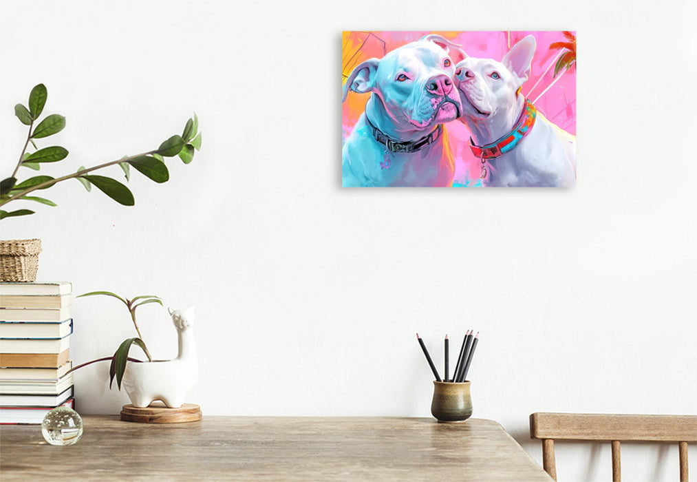 Premium Textil-Leinwand Pitbull Gangsterhunde