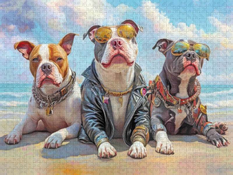 Pitbull Gangsterhunde - CALVENDO Foto-Puzzle'