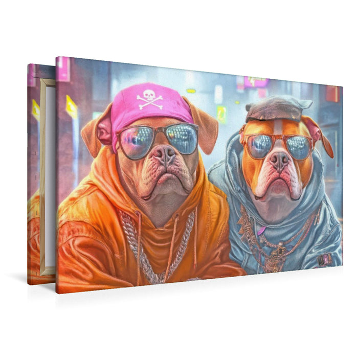 Premium Textil-Leinwand Pitbull Gangsterhunde