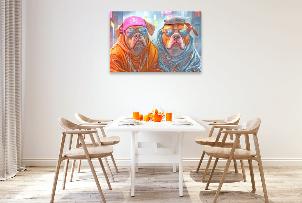 Premium Textil-Leinwand Pitbull Gangsterhunde