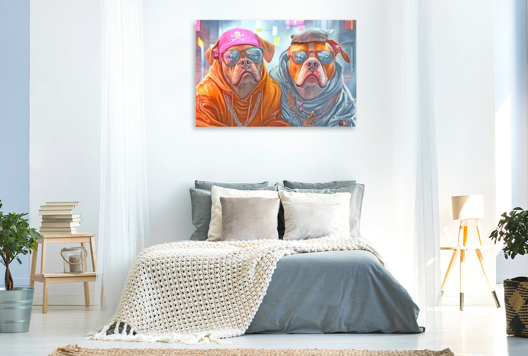 Premium Textil-Leinwand Pitbull Gangsterhunde