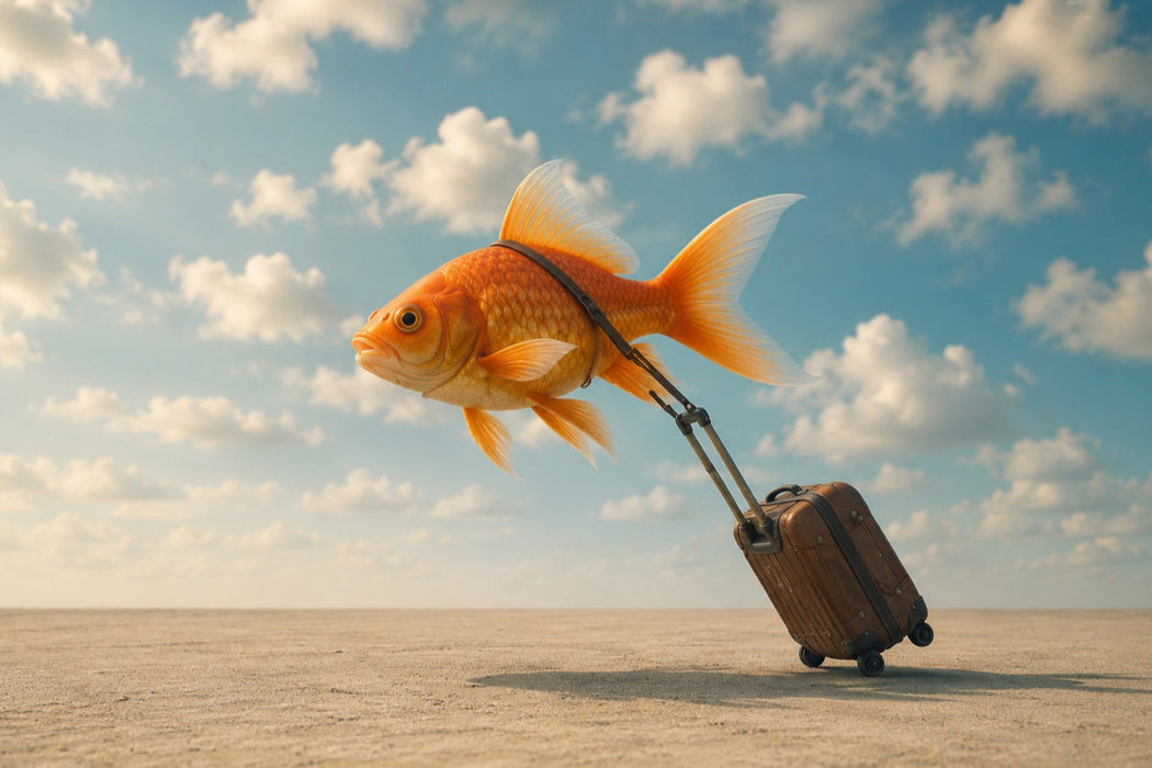 Premium Textil-Leinwand Der reisende Goldfisch