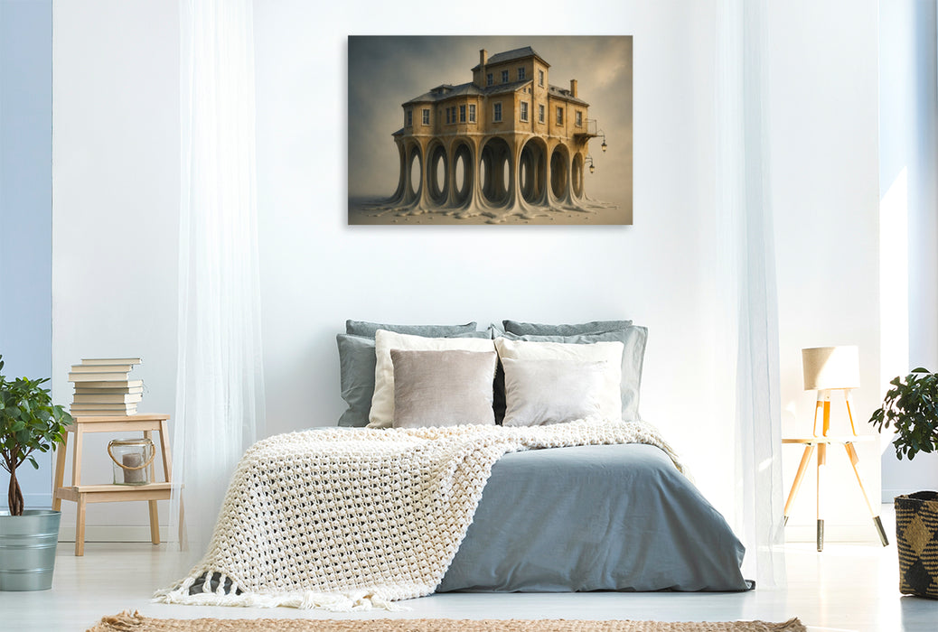 Premium Textil-Leinwand Das schmelzende Haus