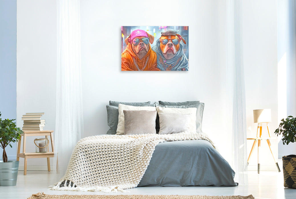 Premium Textil-Leinwand Pitbull Gangsterhunde