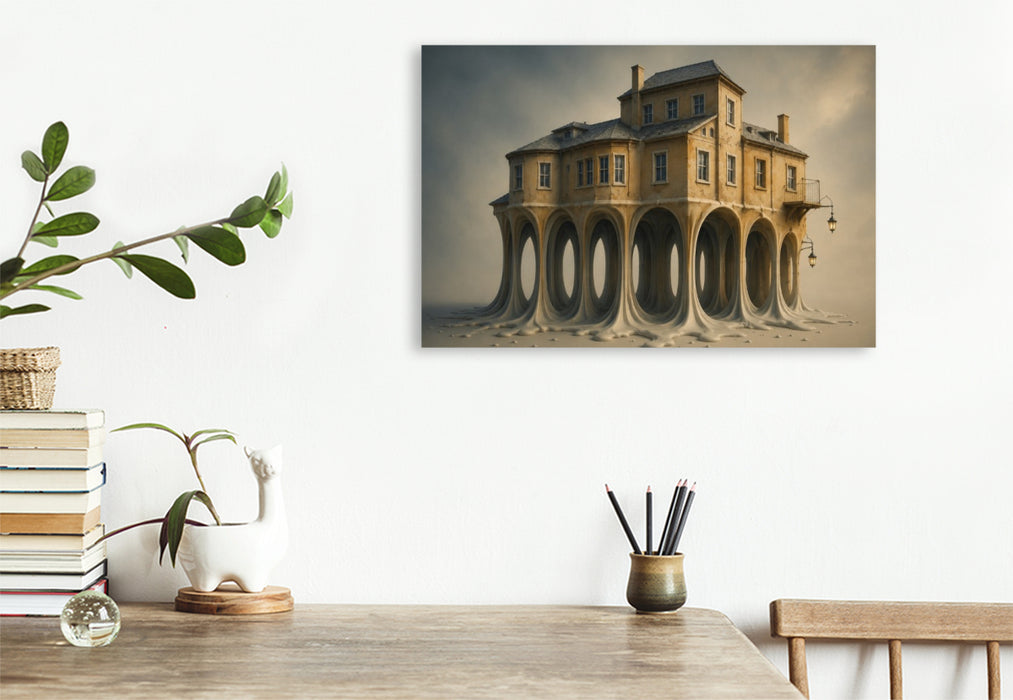 Premium Textil-Leinwand Das schmelzende Haus