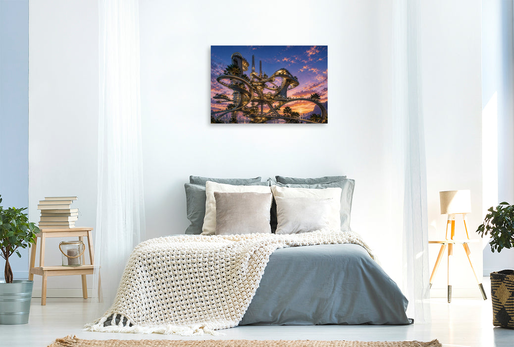 Premium Textil-Leinwand Unmögliche fließende Architektur