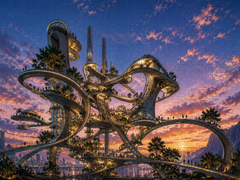 Unmögliche fließende Architektur - CALVENDO Foto-Puzzle'