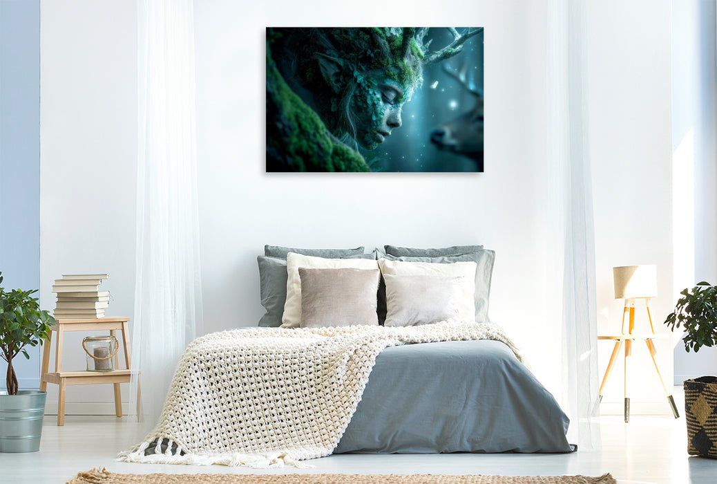 Premium Textil-Leinwand Mystische Naturgöttin