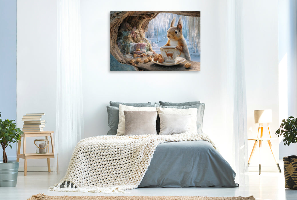 Premium Textil-Leinwand Eichhörnchenliebe