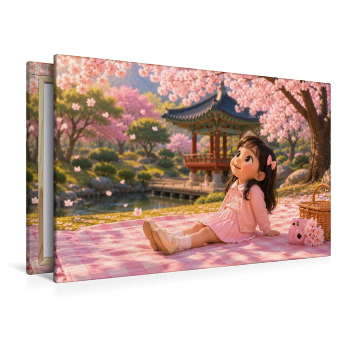 Premium Textil-Leinwand Kirschblüten Picknick in Seoul