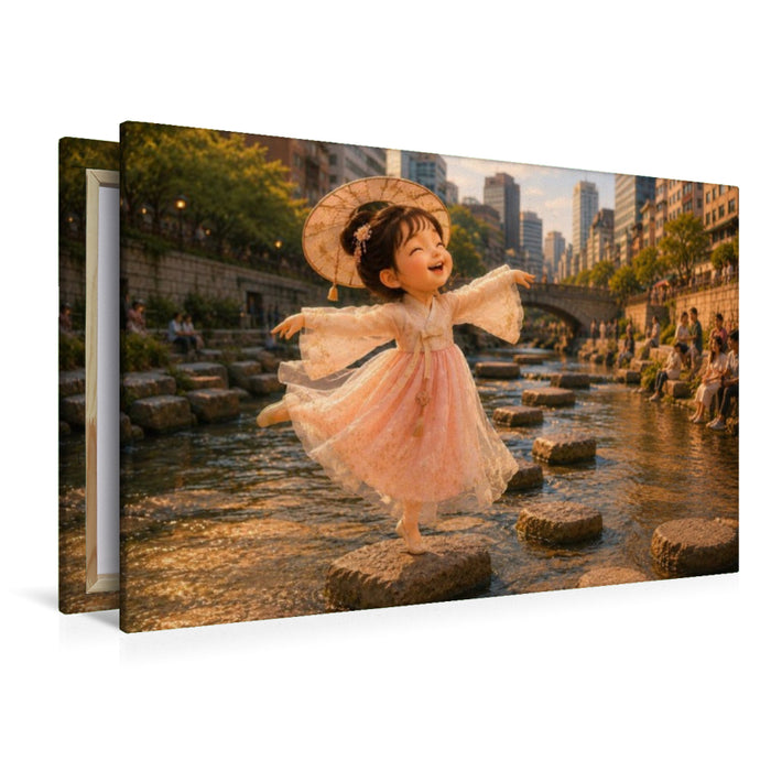 Premium Textil-Leinwand Wasserweg durch Seoul
