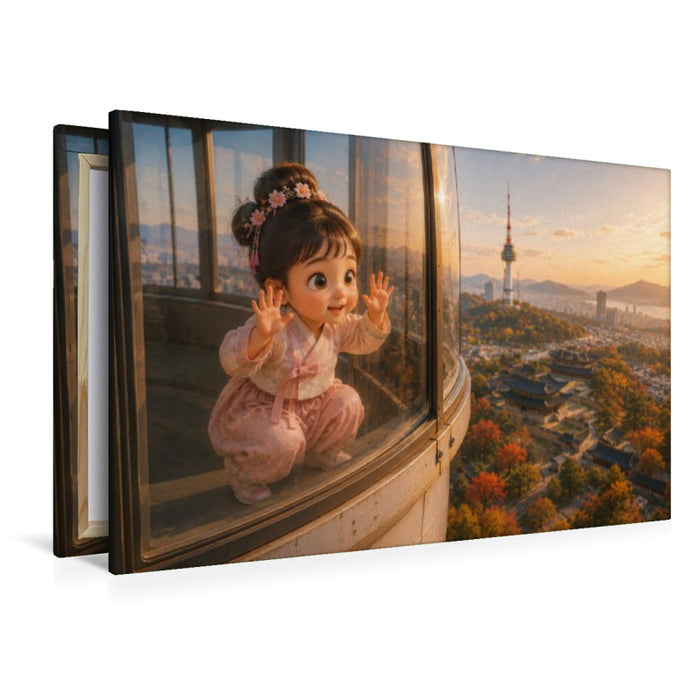 Premium Textil-Leinwand Herbstzauber über Seoul