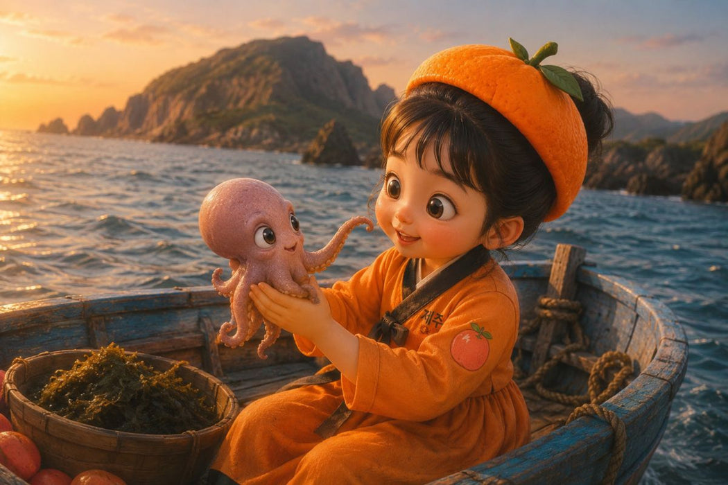 Premium Textil-Leinwand Sonnenuntergang auf Jeju