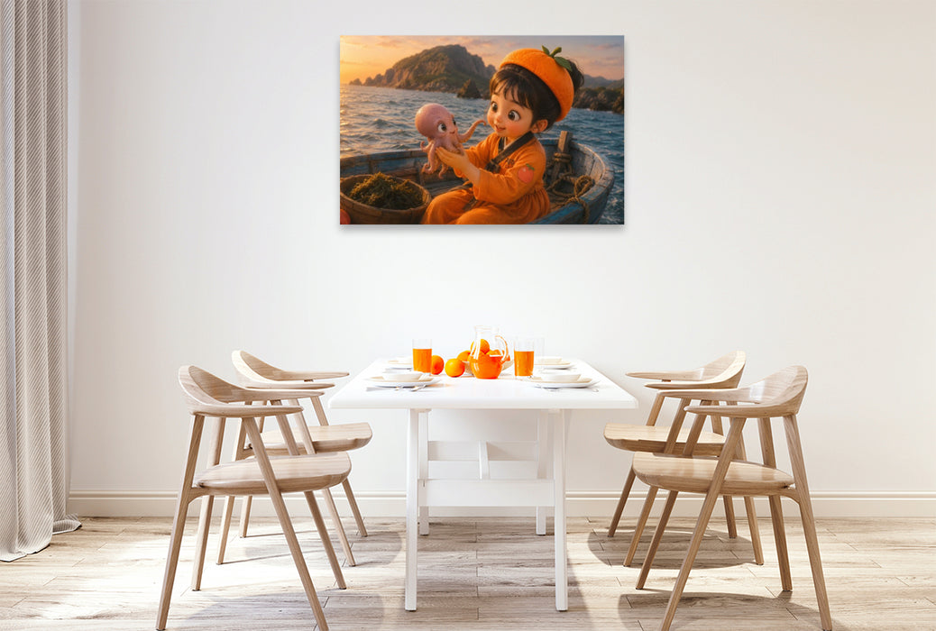Premium Textil-Leinwand Sonnenuntergang auf Jeju