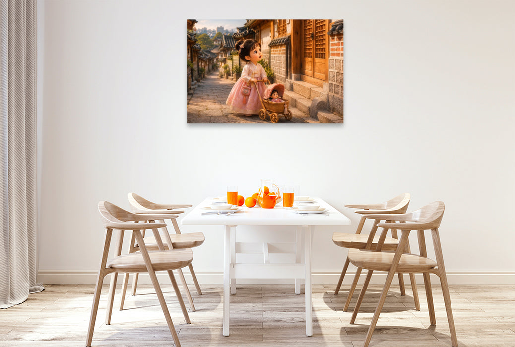 Premium Textil-Leinwand Im Hanok Dorf Bukchon